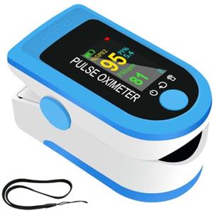 Yeecka Saturimetro da Dito Misura la Saturazione di Ossigeno Nel Sangue (SpO₂), la Frequenza Cardiaca (polso) e l'indice di Perfusione (PI), Pulsossimetro da Dito con Schermo a Colori,Spegnimento Automatico