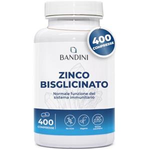 Bandini® Zinco Bisglicinato 400 Compresse (Scorta 13 Mesi), 100% Vegano | Integratore Alto Dosaggio, Zinco Puro per Pelle, Capelli, Unghie, Vista e Sistema Immunitario, Alto Assorbimento, Senza OGM