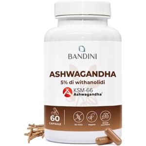 Bandini® Ashwagandha KSM-66® 100% Vegan, Withania Somnifera, KSM Pura | Integratore Naturale Polvere di Ginseng Indiano, 5% di withanolidi, Rimedio Ayurvedico Stress, Mente e Sonno, Qualità Premium