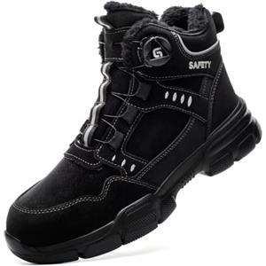 GemChve Scarpe Antinfortunistiche Uomo Donna Impermeabile Invernali Termiche Imbottite con Punta in Acciaio Regolazione Rapida dei Lacci Stivali 38-46 EU