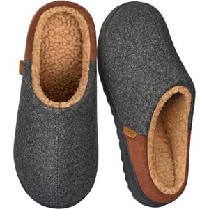 Donpapa Pantofola Uomo Calde Feltro Ciabatte Casa Invernali in Memory Foam | Fodera in Sherpa, Morbide & Comode Slippers, Lavabile in Lavatrice, Antiscivolo, Interno/Esterno, Regali