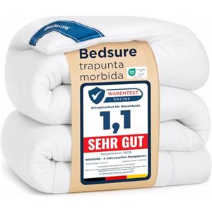 Bedsure Piumino Matrimoniale 4 Stagioni - Trapunta 200x200 cm | Fibra Cava 300g/m², OEKO-TEX, Ipoallergenico, Traspirante, Lavabile in Lavatrice, Resistente, Bianco