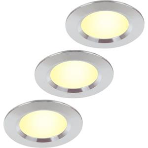 HCFEI Set di 3 faretti da incasso per mobili, 12 V, ultra piatto, faretto LED da incasso da 3 W, foro di taglio da 55 mm con cavo da 2 m, IP44, faretto da soffitto per camper e roulotte, cromo 4000 K