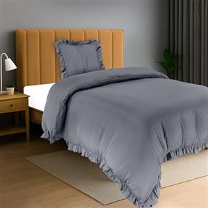 Utopia Bedding Copripiumino a Volant Singolo - 135x200 cm - Grigio | Microfibra Copripiumino 135x200 cm + Federa 80x80 cm