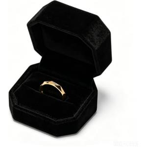 Papten Astuccio Per Gioielli Per Anelli, Velluto Nero | Ottagonale, 4×5×6 cm, portaanelli da matrimonio, confezione regalo per fidanzamento e proposta di matrimonio