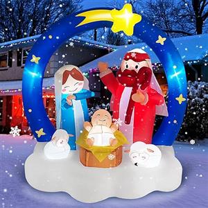Danxilu 1,83M Natalizie Gonfiabili Decorazioni Presepe con Stelle di Betlemme | Gonfiabili Natalizi con Luci LED brillanti, Impermeabili e Resistenti, Ideale per Giardino, Centri Commerciali e Terrazze