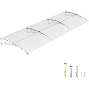 DAWNINGHOMM - Tettoia per porta d'ingresso - 100 x 350 cm - Tettoia con supporti in ABS - Protezione contro pioggia, neve e UV - Versatile per ingresso, finestra e terrazzo