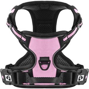 COMSLE Pettorina Cane Taglia Grande Media Piccola, Pettorina per Cani Anti Tiro Riflettente, Imbracatura Regolabile Cani con 2 Ganci in Metallo per Addestramento Corsa (Rosa, S)