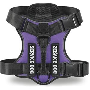 COMSLE Pettorina Cane Taglia Media Grande, Regolabile Pettorina Anti Tiro per Cani con 3 Ganci in Metallo, Imbracatura Riflettente Traspirante per Cani, Viola, M