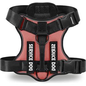 COMSLE Pettorina Cane Taglia Media Grande, Regolabile Pettorina Anti Tiro per Cani con 3 Ganci in Metallo, Imbracatura Riflettente Traspirante per Cani, MattoneRosso, M