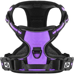 COMSLE Pettorina Cane Taglia Grande Media Piccola, Pettorina per Cani Anti Tiro Riflettente, Imbracatura Regolabile Cani con 2 Ganci in Metallo per Addestramento Corsa (Viola, S)