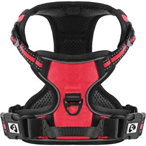 COMSLE Pettorina Cane Taglia Grande Media Piccola, Pettorina per Cani Anti Tiro Riflettente, Imbracatura Regolabile Cani con 2 Ganci in Metallo per Addestramento Corsa (Rosso, S)