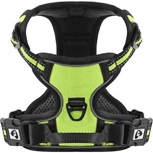 COMSLE Pettorina Cane Taglia Grande Media Piccola, Pettorina per Cani Anti Tiro Riflettente, Imbracatura Regolabile Cani con 2 Ganci in Metallo per Addestramento Corsa (Verde, S)