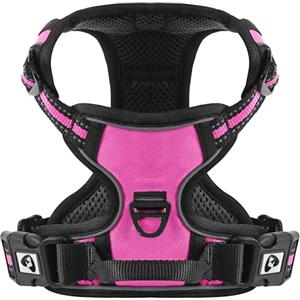 COMSLE Pettorina Cane Taglia Grande Media Piccola, Pettorina per Cani Anti Tiro Riflettente, Imbracatura Regolabile Cani con 2 Ganci in Metallo per Addestramento Corsa (Rosa Rosso, S)