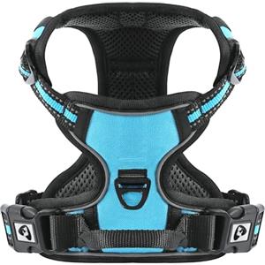 COMSLE Pettorina Cane Taglia Grande Media Piccola, Pettorina per Cani Anti Tiro Riflettente, Imbracatura Regolabile Cani con 2 Ganci in Metallo per Addestramento Corsa (Blu, S)