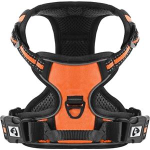 COMSLE Pettorina Cane Taglia Grande Media Piccola, Pettorina per Cani Anti Tiro Riflettente, Imbracatura Regolabile Cani con 2 Ganci in Metallo per Addestramento Corsa (Arancione, S)