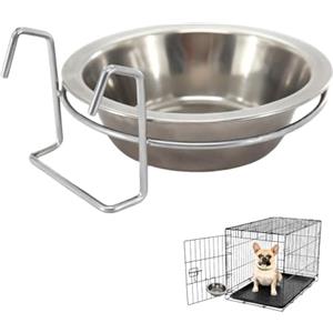 LuckyOpt Ciotola per cani da appendere, ciotola per cani in acciaio inox con supporto appeso, ciotola per alimenti, ciotola per l'acqua in gabbia, adatta per gatti, cani (13 cm)