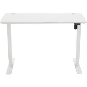 Amazon Basics, Scrivania sit-stand con regolazione dell'altezza elettrica, 120 x 60 cm, ergonomica, facile da usare, con piano bianco e cornice bianca