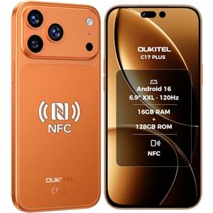 OUKITEL C17 Plus Smartphone 4G Android 16, 16+128GB, Arancione | Display da 6,9" a 120Hz, Android 16, fotocamera da 64MP, NFC e batteria da 5000mAh, variante Arancione
