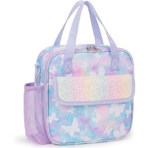 Bunnychic Portapranzo per bambini con portaborraccia tracolla,borsa il pranzo isolata | Borsa termica per il pranzo dei bambini,portatile,riutilizzabile,resistente all'acqua,piccola e compatta,ideale per la scuola