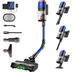 SmartAI V15 Ultra Aspirapolvere Senza Fili, 58 kPa, 600 W, 75 Min, 1,8 L | Scopa Elettrica con Doppio Contenitore, Tubo Flessibile e Spazzola a V Antigroviglio Per Pavimenti, Tappeti e Peli Animali