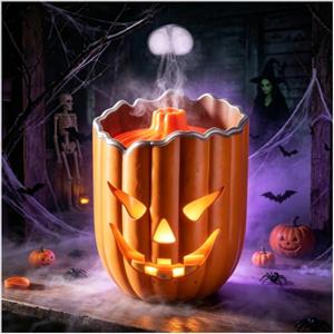 Stjiatu Diffusore di Aromi a Forma di Zucca di Halloween, Diffusore di oli Essenziali a Forma di Medusa da 300 ml, Umidificatore a Ultrasuoni con 2 Modalità di Spruzzo, 7 Colori LED e 3 Funzioni Timer