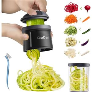 QieCai Tagliere a Spirale Verdure Con Contenitore- 4 In 1 Zucchini Tagliere a Spirale Verdure Spaghetti Vegetablehobel Für Spaghetti, Morette, Carote, Patatine (Nero)