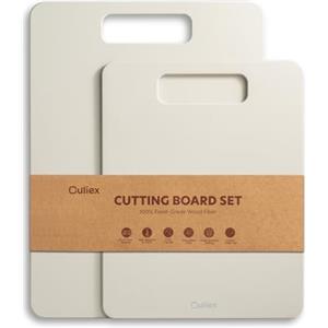 Culiex Tagliere in Fibra di Legno, Set da 2, Lavabile in Lavastoviglie | Composito Cutting Board, Alta Densità, Atossico, Senza BPA, Piedini Antiscivolo, Adatto ai Carne, Verdura, Frutta e Pane