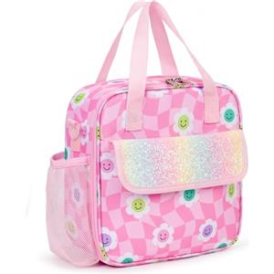 Bunnychic Portapranzo per bambini con portaborraccia tracolla,borsa il pranzo isolata | Borsa termica per il pranzo dei bambini,portatile,riutilizzabile,resistente all'acqua,piccola e compatta,ideale per la scuola