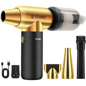 STYLANCE Spolverino ad aria compressa da barbiere, 110000 giri/min, per raffreddamento, tastiera del computer, pulizia, salone, casa, tipo C (oro)