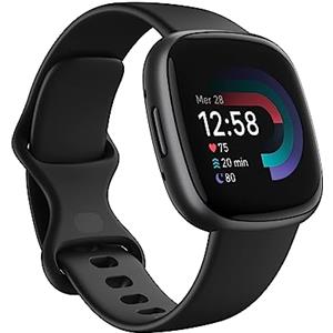 Fitbit Versa 4 Smartwatch per il fitness con abbonamento Google Health Premium di 3 mesi incluso, fino a 6 giorni di autonomia e compatibile con iOS & Android, Nero / Alluminio grigio grafite