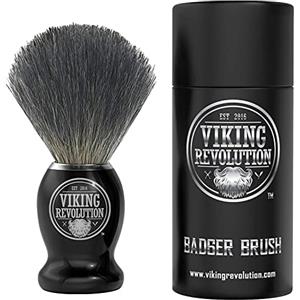 Viking Revolution Pennello da Barba in Pelo di Tasso - Pennello da Rasatura da Utilizzare con Crema o Sapone da Barba - Ideale per Rasoio di Sicurezza, Rasoio a Doppio Filo e Rasoio a Mano Libera