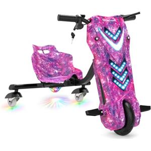 EVERCROSS EV8 Kart Drift 360°, Motore Picco 250W, Autonomia 26KM, Bluetooth | go kart elettrico con sedile regolabile,36V/5.2Ah, luci LED,3 velocità(16km/h),macchina elettrica per bambini,carico 70kg
