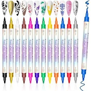 RAZET 12 Nail Pen per Unghie, 0,5-5 mm Colori Vivaci, Smalto Pennarello per Unghie DIY Graffiti Per nail art Veloce a Casa & Salone, Manicure Strumenti Bellezza Adorna Regalo per Carnevale Pasqua