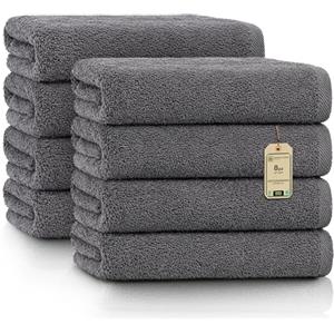 GREEN MARK Textilien NatureMark Asciugamani - Set da 8 Pezzi - 100% Cotone, Morbidi e Altamente Assorbenti, Qualità Premium per Bagno, Spa e Palestra, 50 × 100 cm, Grigio Antracite