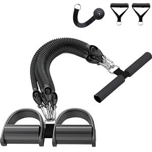 FUNFLEX Set Fasce di Resistenza con Pedale e Ancoraggio Porta - Expander Fitness 45kg per Casa, Home Gym, Allenamento Muscolare e Forza, Resistance Band System