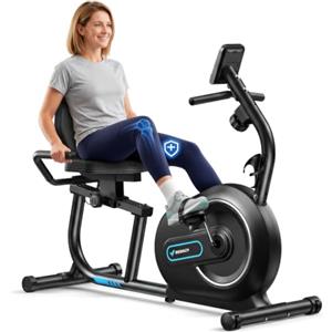 MERACH Cyclette da Seduta Magnetica, Recumbent Bike con 8 Livelli di Resistenza Regolabili, Display LCD e Sensori di Frequenza Cardiaca, Ideale per Allenamento Riabilitativo, Capacità Massima 136kg