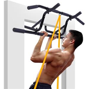 AthleticPro Barra per Trazioni per Telaio Porta senza Forare - Sbarra Pull Up Robusta da Appendere [porte fino a 90cm] - Per Trazioni, Dip & Flessioni con Banda Elastica