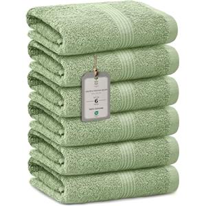 HomeBurg Luxe Set di 6 Asciugamani - Cotone Morbido & Assorbente, Asciugatura Rapida, Facili da Mantenere, 40×70 cm, Verde Salvia