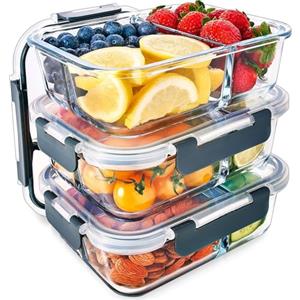 Igluu Meal Prep 3 contenitori in vetro con 3 scomparti