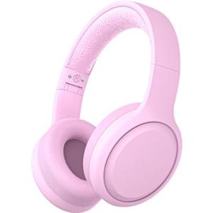 Xunpuls Cuffie Bluetooth per bambini, pieghevoli, senza fili, suono stereo con microfono, 10 ore di autonomia, Bluetooth 5.3, cuffie wireless over-ear per bambini e adulti, scuola online (rosa)