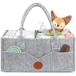 Maliton Organizer Fasciatoio per Neonati, Cestino Porta Pannolini, con Scomparti Rimovibili, Borsa per Pannolini come baby shower, Grigio