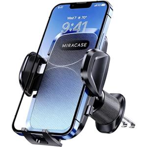 Miracase Porta Cellulare Auto Doppio Gancio Metallico Ultra Stabile | Doppio Gancio Metallico, Uso con 1 Mano, Rotazione 360°, Silicone Antigraffio, Adatto a Tutti Smartphone