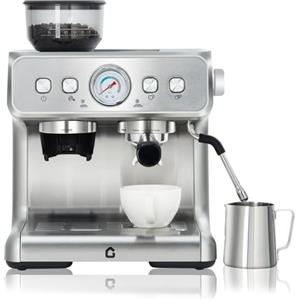 Garvee Macchina da caffè italiana semiautomatica in acciaio inossidabile - argento
