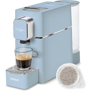 Polti Coffea S15LB, Macchina per Caffè Espresso a Cialde E.S.E. da 44 mm | Pressione Pompa 19 Bar, Serbatoio Estraibile da 0,85L, Regolazione Lunghezza e Temperatura, Autospegnimento, Azzurro