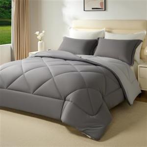 beeweed Piumino Letto Singolo 135x200 cm Invernale 400 gr/mq, Certificato OEKO-TEX, Reversibile Piumone Inverno per Letto da 80x190, Trapunta 200x135 Microfibra Sintetica, 1 Federe(40x80cm)