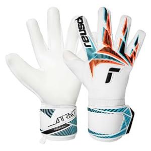 Reusch Guanti da portiere adulti|ottima presa,bianco-azzurro-arancione 8 | prestazioni elevate, traspirante, per allenamenti e partite, erba sintetica e naturale, Taglie 7,5-11,Attrakt Freegel Advance