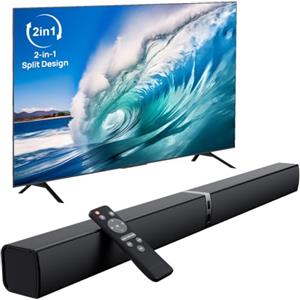 HoYLluDLL Bluetooth Soundbar per TV, 32 Inch Staccabile 2 in 1 Sound Bar per Televisore con Audio Potente, Altoparlanti per TV per Home Theater Audio, 2.0 canali con OPT/ARC/AUX, 1pcs