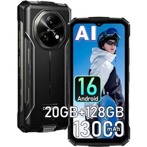 DOOGEENEXT Fire 5 Pro 4G Rugged Smartphone Android 16, 13000mAh Telefono Indistruttibile, 6.6''HD+90Hz, 20GB+128GB/2TB Rugged Phone, 13MP+8MP Fotocamere Cellulare Antiurto, IP68/NFC/OTG/GPS/FM/3 Slot, Nero