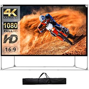 HOIN Schermo e supporto per proiettore da 150 pollici 16:9 HD 4K Grande schermo per proiettore da esterno Schermo per proiezione portatile con borsa per il trasporto per Home Theater Backyard Cinema